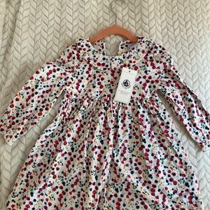 Petit Bateau Cappa LS Floral Dress in White (24M)
